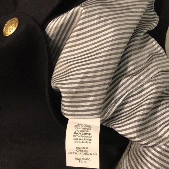 J Crew Wool Blend Blazer Womens 2 Black Gold Button Jacket Business Career Class - Picture 11 of 11